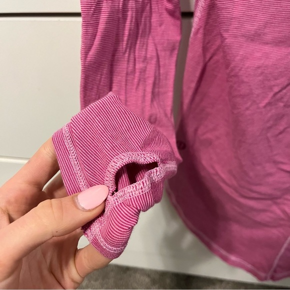 Lululemon Yogini 5 Year Long Sleeve Tee Pink Stripe - Picture 8 of 8